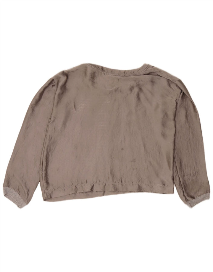 Zara Damen Crop Langarm-Blusenoberteil UK 14 Mittelgrau
