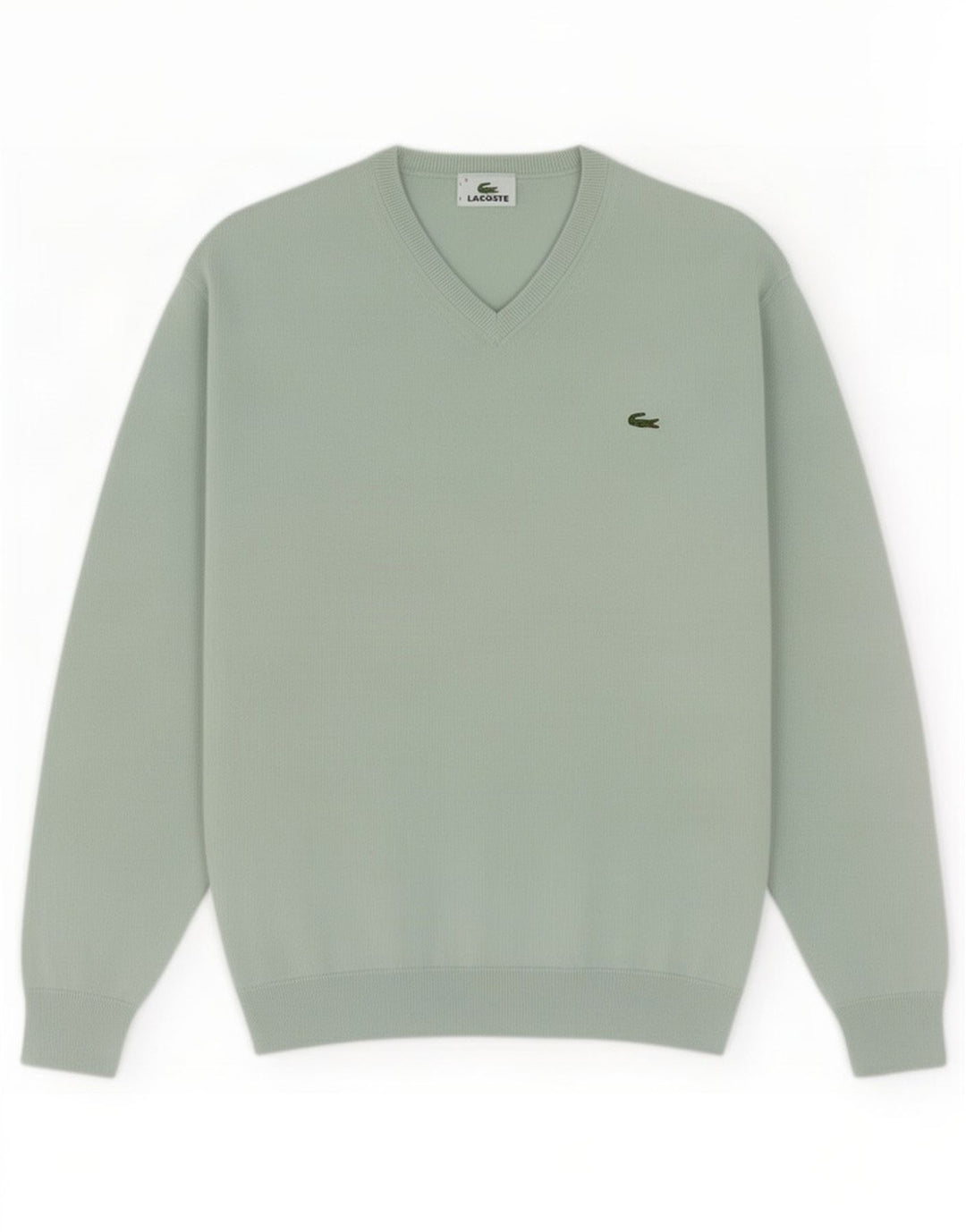 Lacoste Herren-Pullover mit V-Ausschnitt, Größe 4, mitteltürkisfarbene Baumwolle