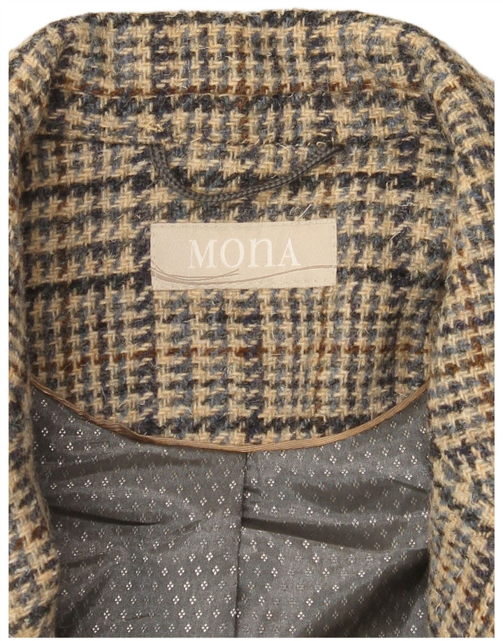 Mona Damen-Blazerjacke mit 4 Knöpfen, Gr. 14, Braun, Hahnentrittmuster