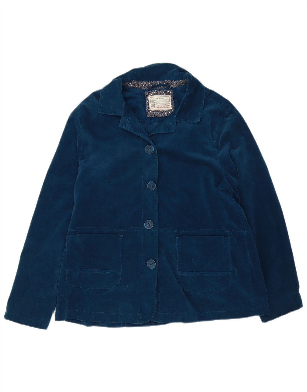 White Stuff Samt-Blazerjacke mit 4 Knöpfen für Damen, UK 16, Größe L, Marineblau
