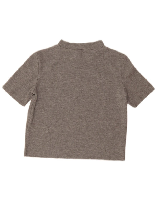 Zara Damen Crop T-Shirt Top UK 12 Mittelgraues Polyester