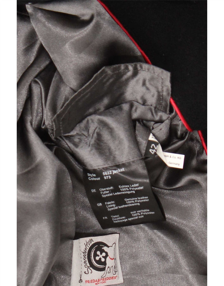 Frieda & Freddies Damen Leder Bikerjacke IT 42 Mittelschwarzes Leder