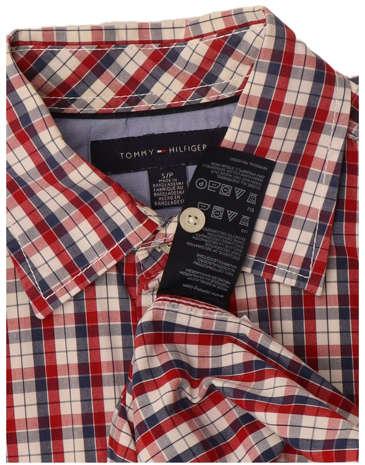 Tommy Hilfiger Herren-Kurzarmhemd, klein, rot kariert, Baumwolle