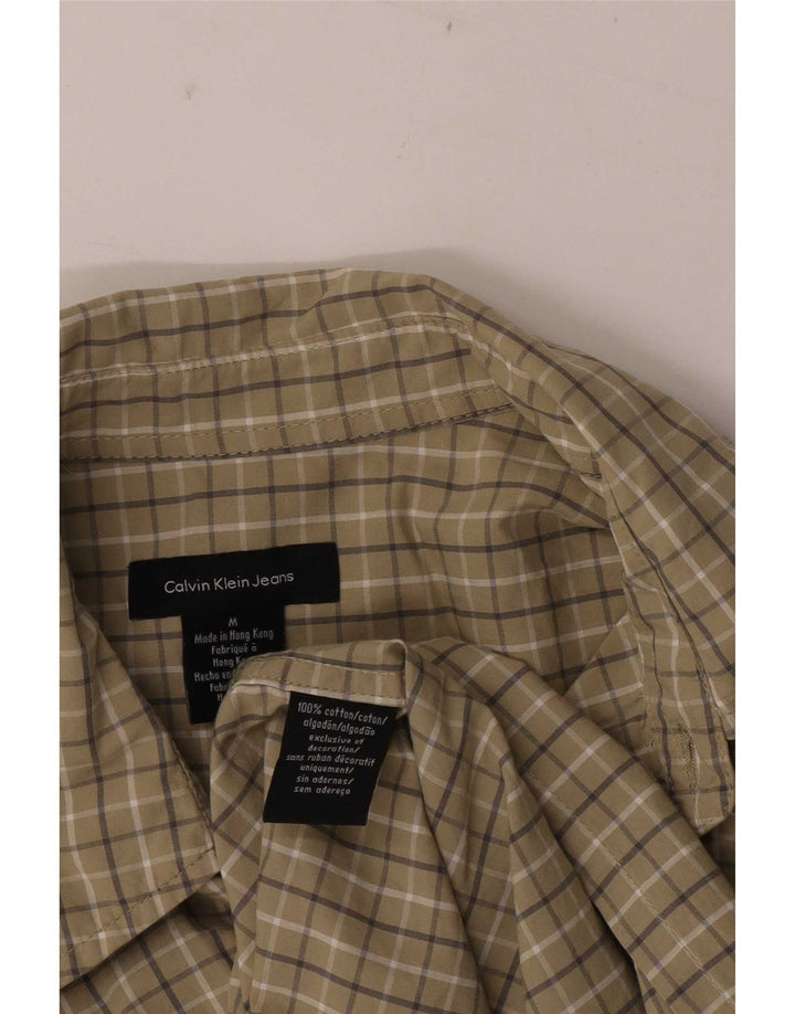 Calvin Klein Jeans Herren Kurzarmhemd Medium Khaki Check Baumwolle