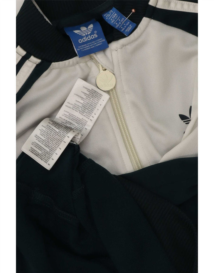 Adidas Jungen-Trainingsanzug-Top-Jacke, 9–10 Jahre, weißes Colourblock-Polyester