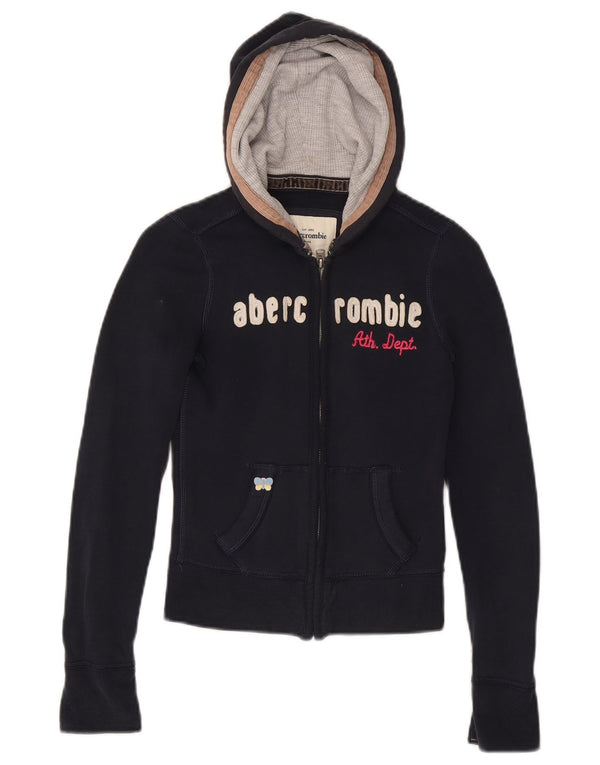 Abercrombie & Fitch Mädchen-Kapuzenpullover mit Reißverschluss, 4–5 Jahre, Größe S, Marineblau