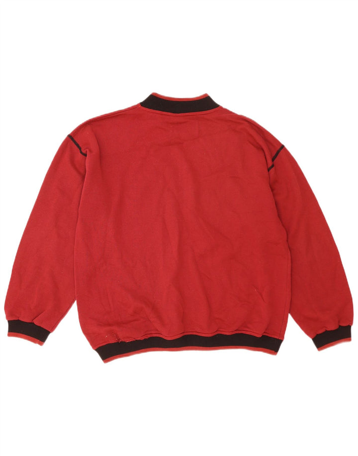 Vintage Herren Grafik-Sweatshirt-Pullover aus mittelroter Colourblock-Baumwolle