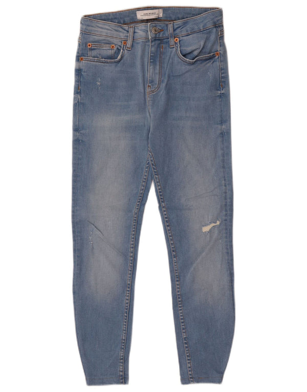 Zara Damen Distressed Skinny Jeans EU 36 XS W26 L24 Blau