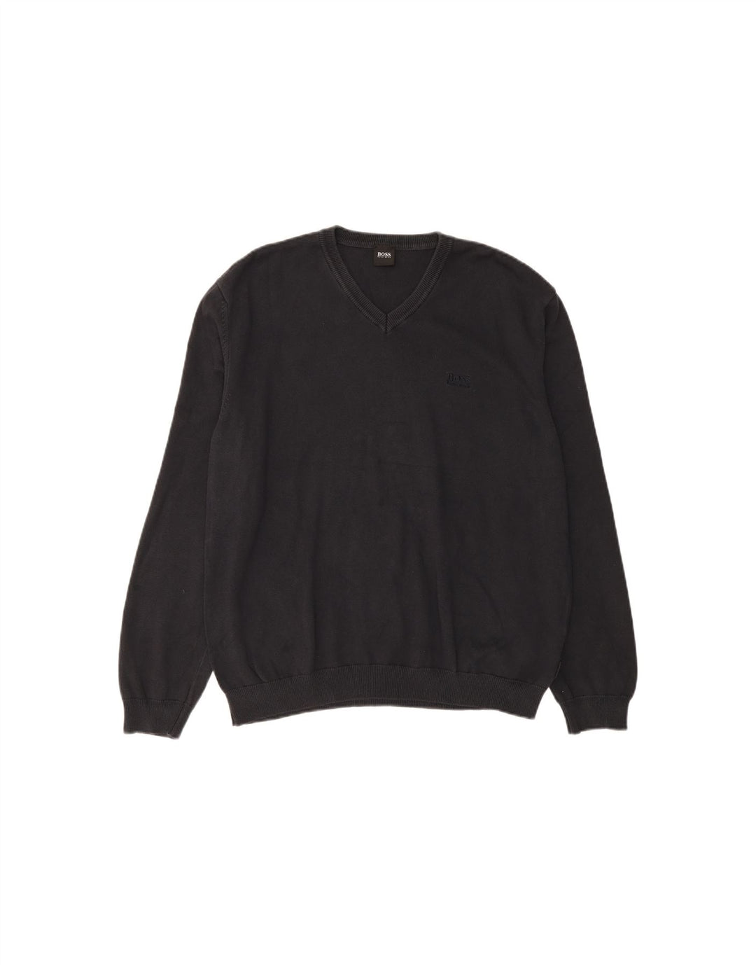 HUGO BOSS Mens V-Neck Jumper Sweater Large Navy Blue