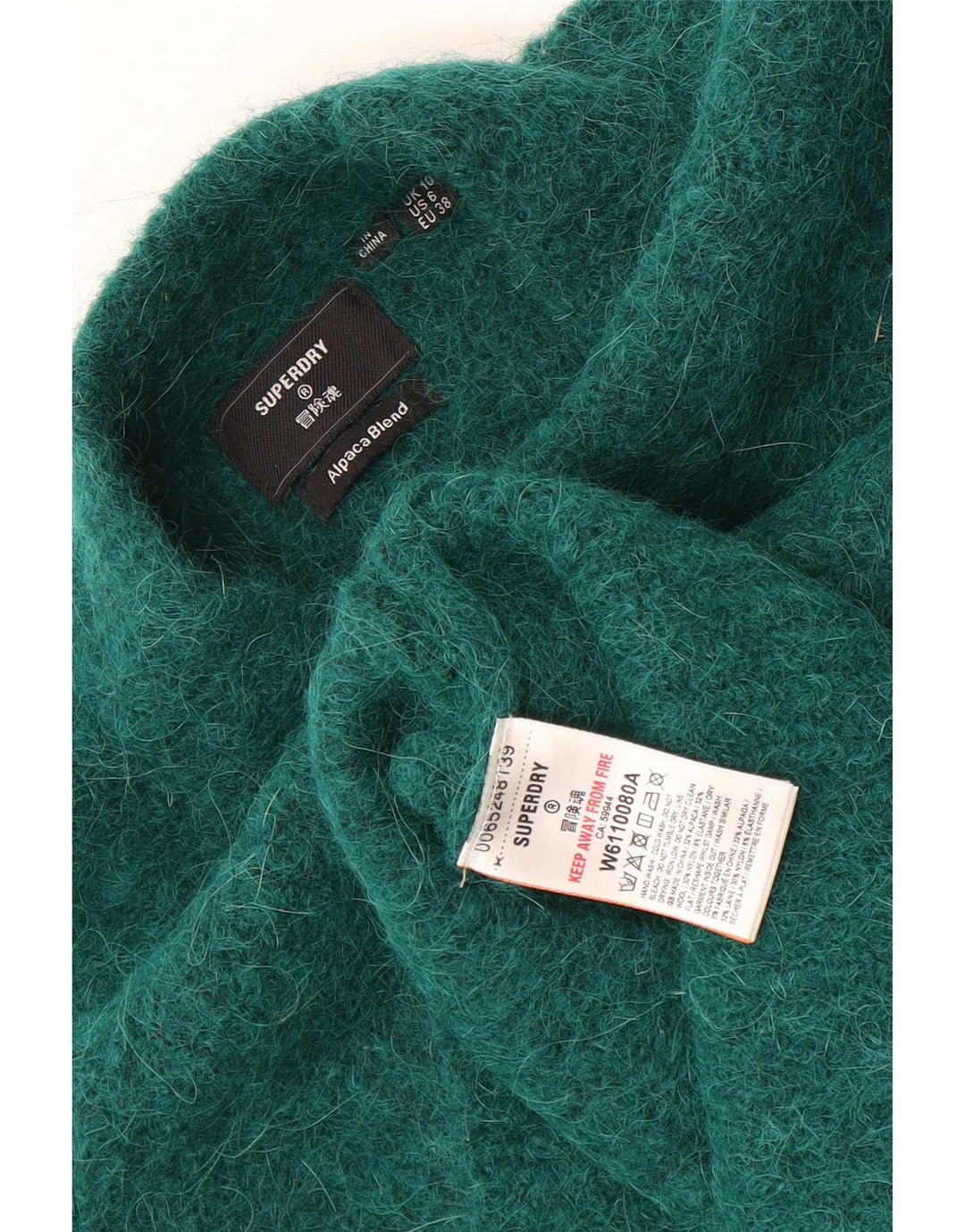 Superdry Damen-Pullover mit Rollkragen, übergroß, Gr. 10, Grün