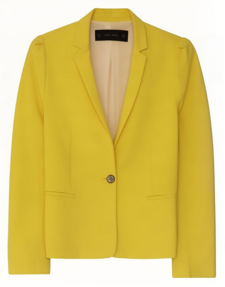 Zara Damen 1-Knopf-Blazerjacke UK 12 Mittelgelbes Polyester