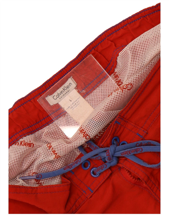Calvin Klein Herren-Badeshorts mit Grafik, groß, rotes Polyester