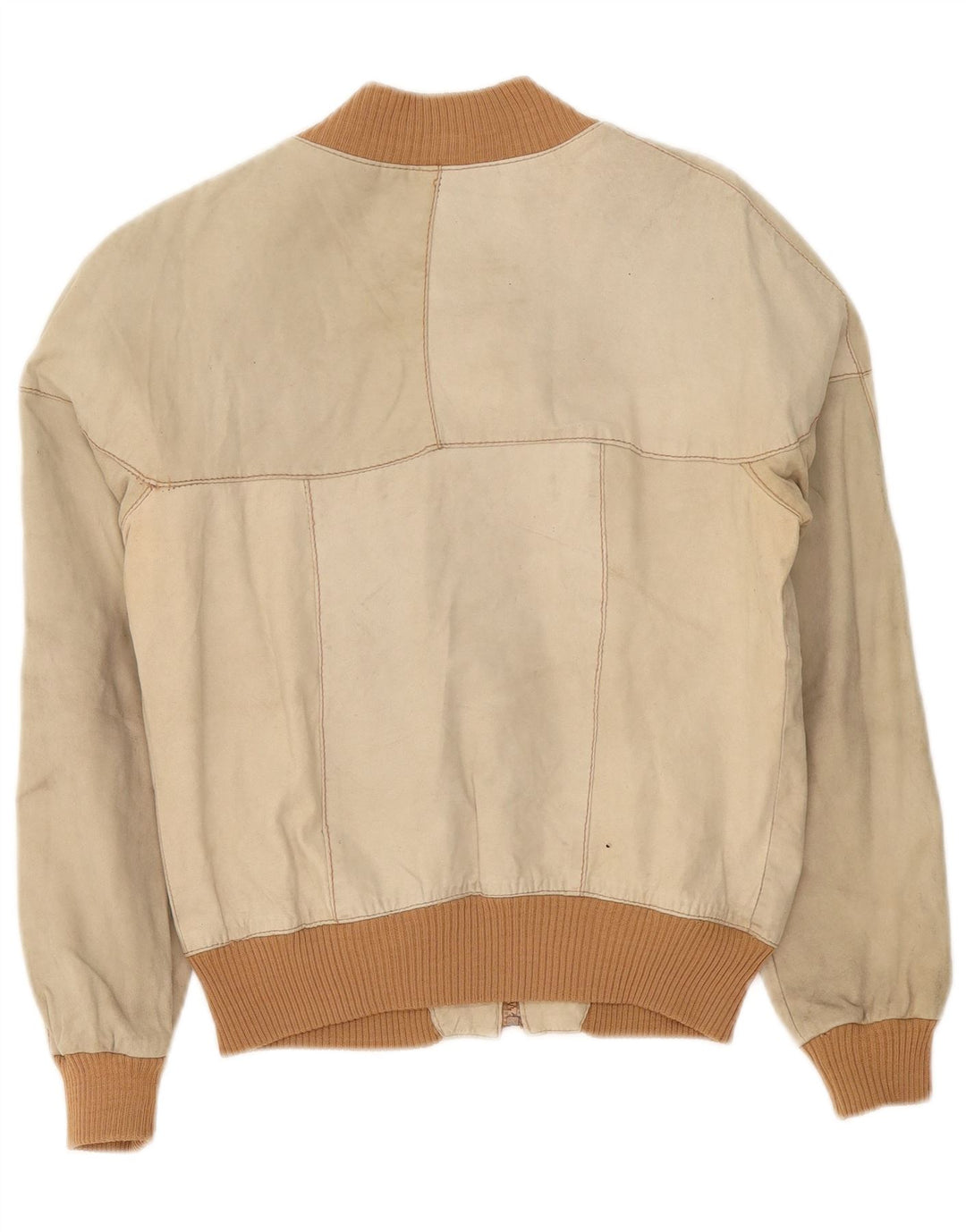Vintage Damen Bomber Lederjacke UK 14 Medium Beige
