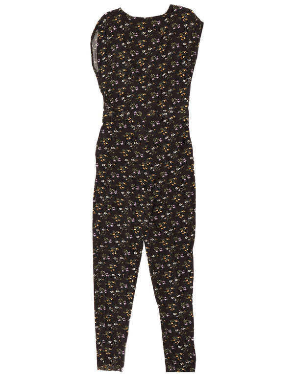 Oasis Damen-Overall, ärmellos, UK-Größe 42, Mittelschwarz, Viskose mit Blumenmuster
