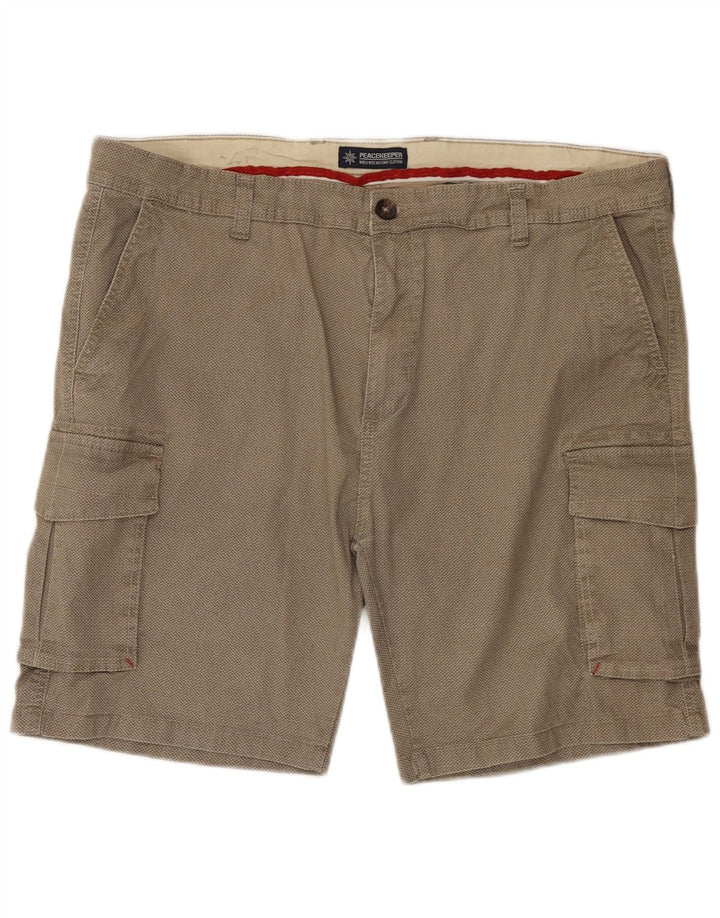 VINTAGE Mens Cargo Shorts W42 2XL Khaki Spotted Cotton
