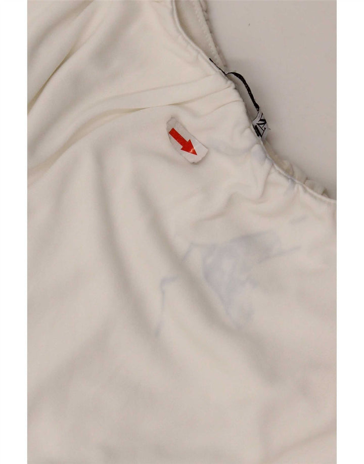 Zara Damen Ärmelloses Crop Top UK 12 Mittelweißes Polyester
