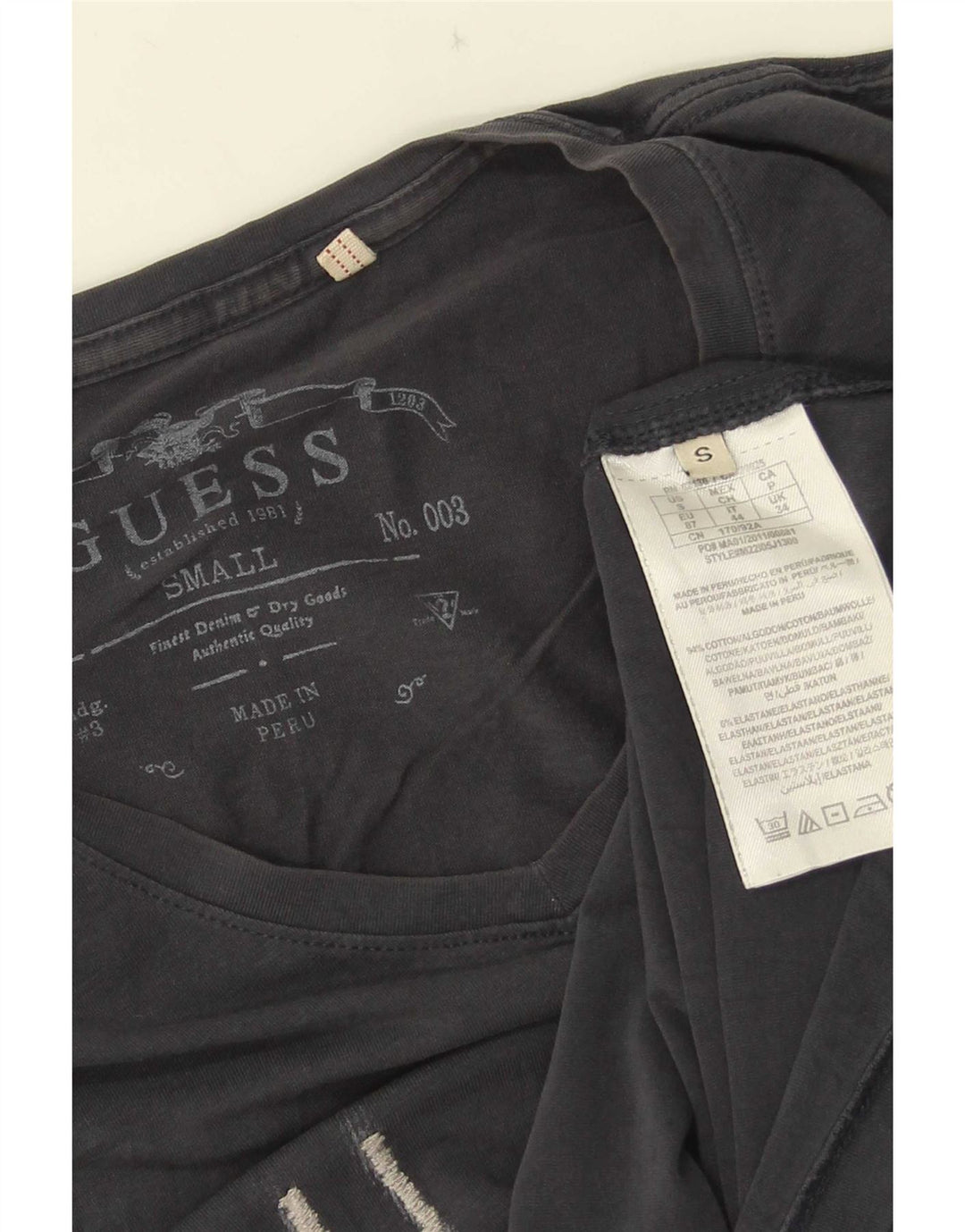 Guess Herren-T-Shirt mit Grafik, Größe S, graue Baumwolle