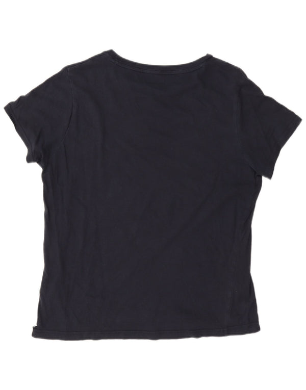 Tommy Hilfiger Damen Grafik-T-Shirt-Oberteil UK 14 Mittelmarineblaue Baumwolle