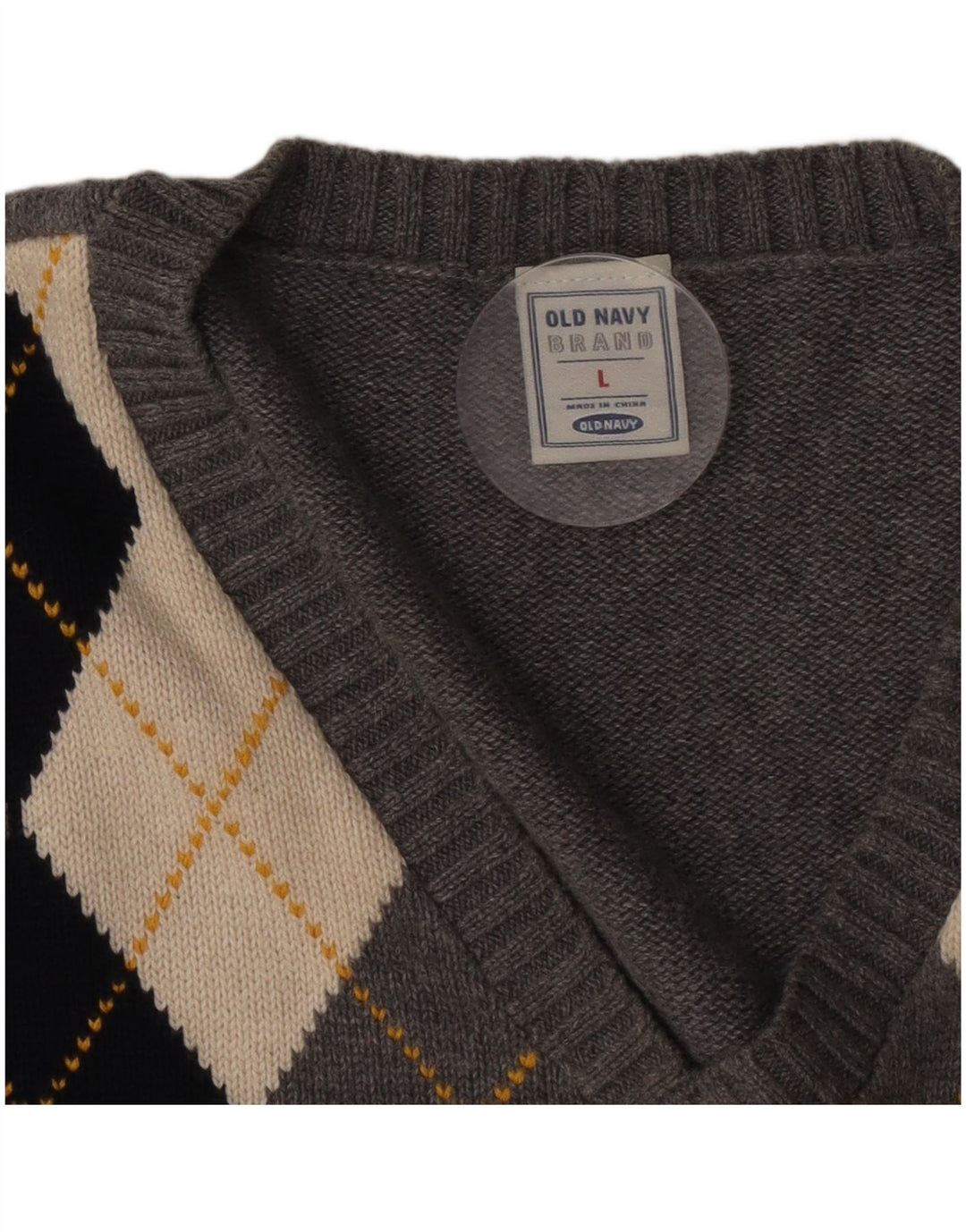 Old Navy Herren-Weste-Tanktop, große graue Argyle-/Diamant-Baumwolle