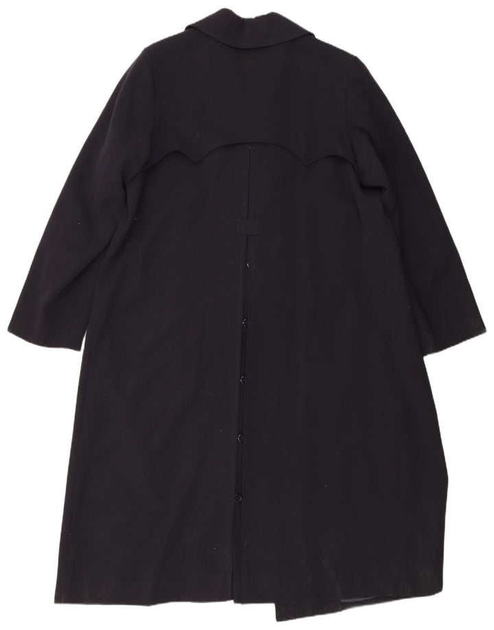 Vintage Damen Zweireihiger Trenchcoat UK 14 Medium Navy Blue