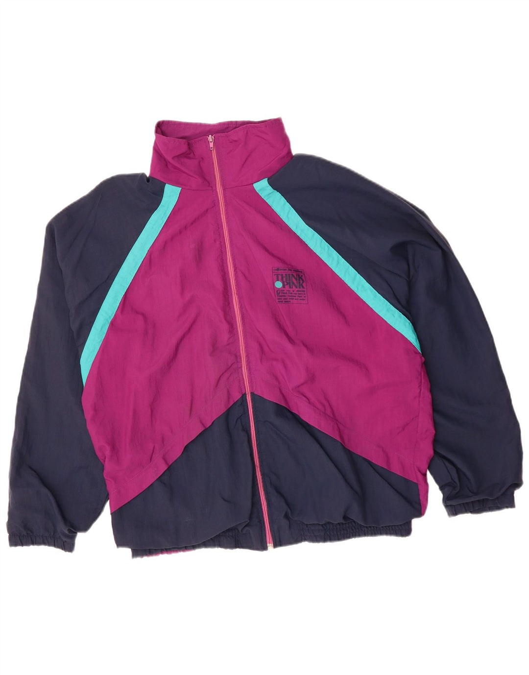 THINK PINK Herren-Trainingsanzug-Oberteil, Jacke, groß, Burgunderrot, Farbblock-Polyester