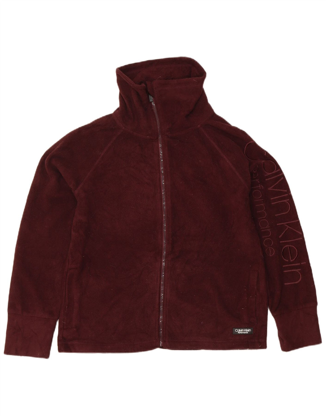 Calvin Klein Damen Graphic Fleece Jacke UK 14 Medium Burgund Polyester