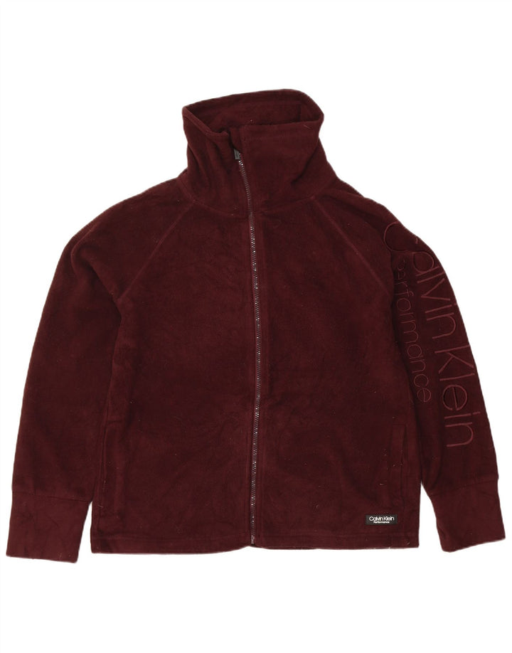 Calvin Klein Damen Graphic Fleece Jacke UK 14 Medium Burgund Polyester