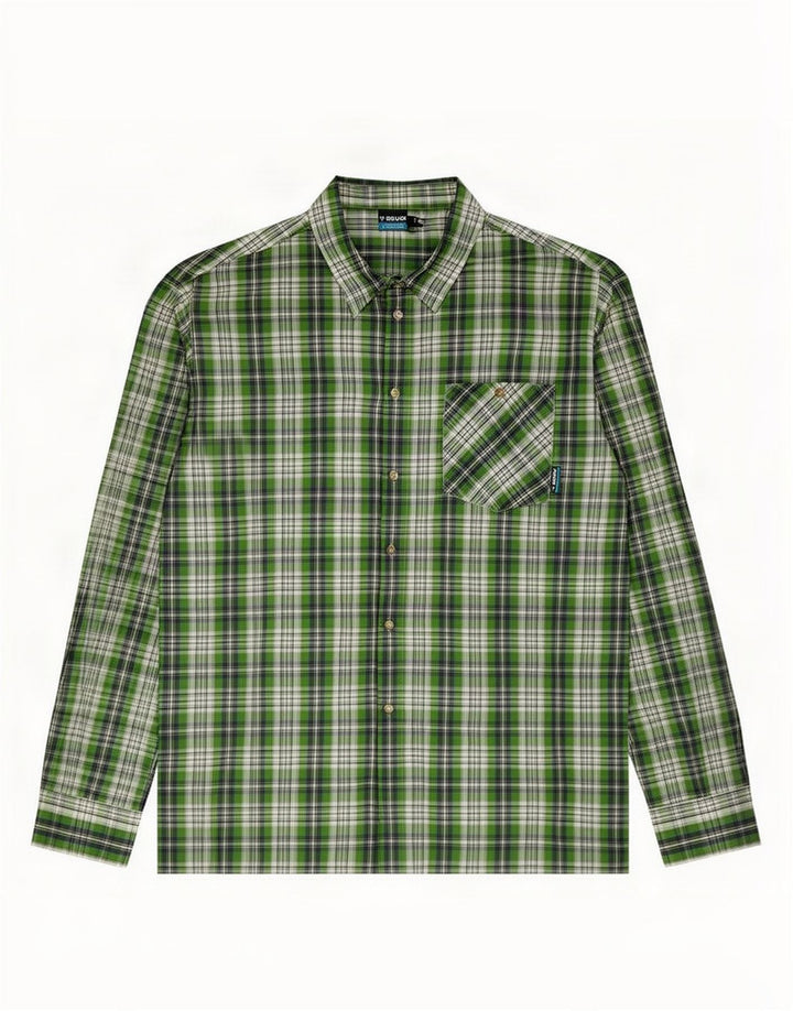 Brugi Herrenhemd 2XL grün kariertes Polyester