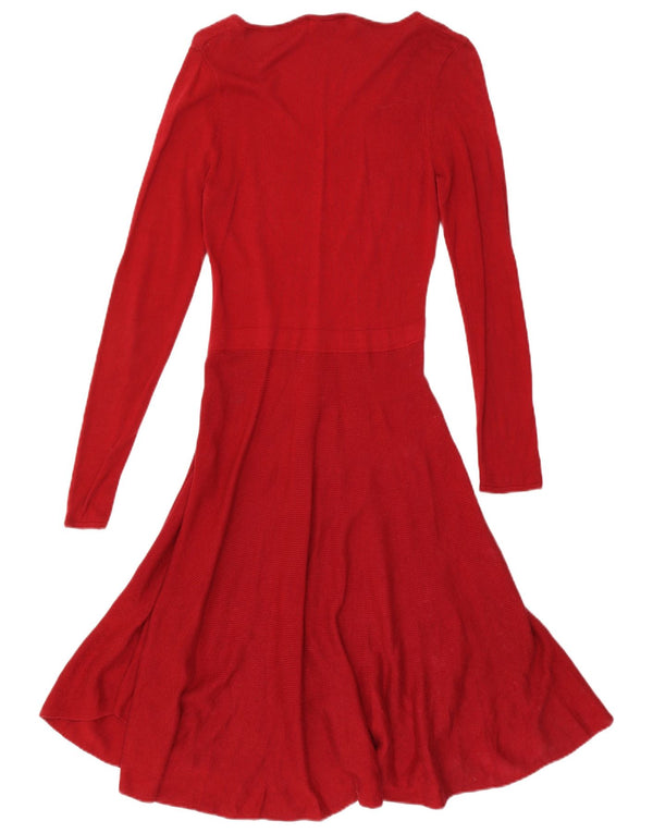 Oasis Langarm-Pulloverkleid für Damen, UK 10, Größe S, Rot, Baumwolle