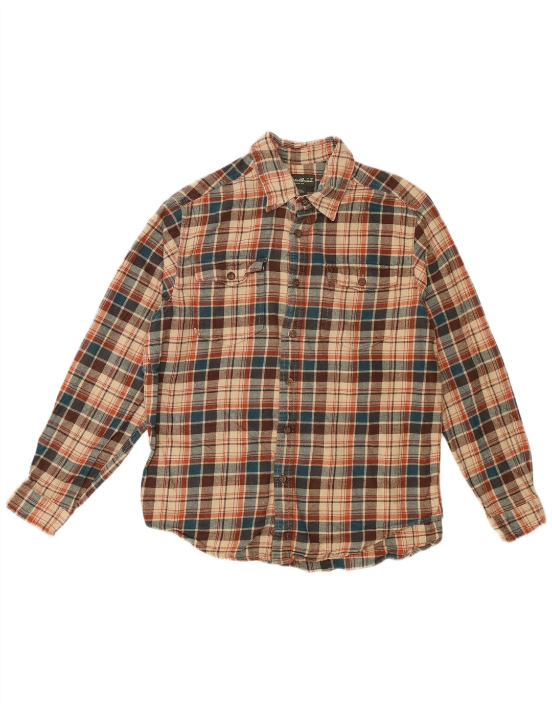 Eddie Bauer Herren-Flanellhemd, groß, beige, kariert, Baumwolle
