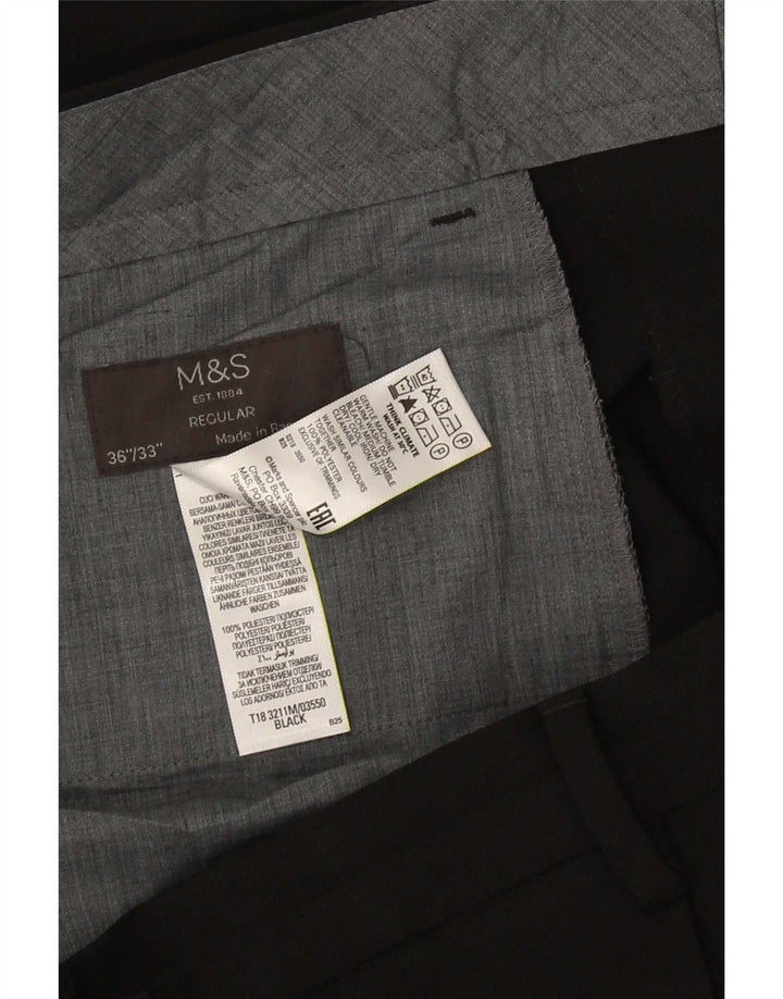 Marks & Spencer Herren-Anzughose, normal, W36, L33, Schwarz, Polyester