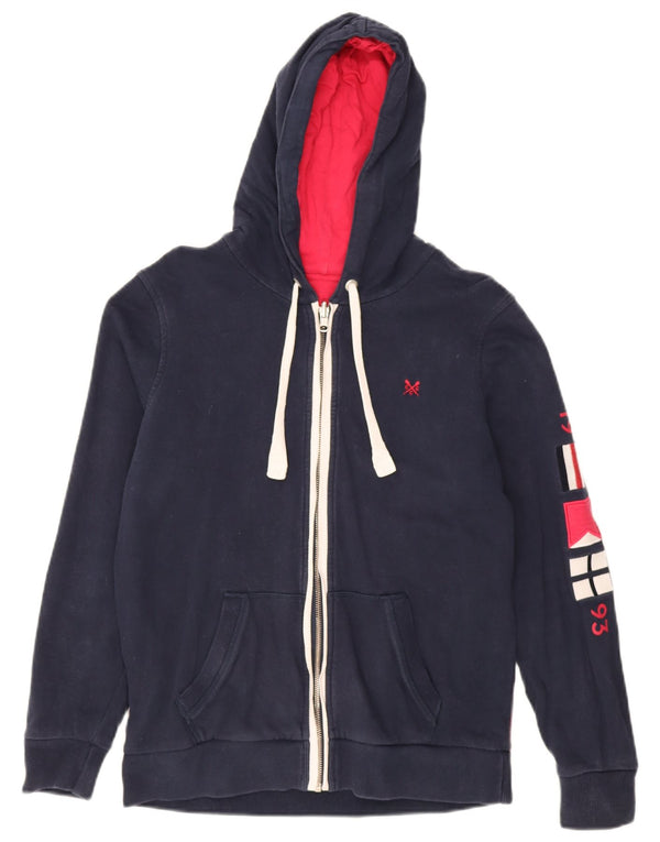 Crew Clothing Damen-Kapuzenpullover mit grafischem Reißverschluss, Gr. 14, mittleres Marineblau