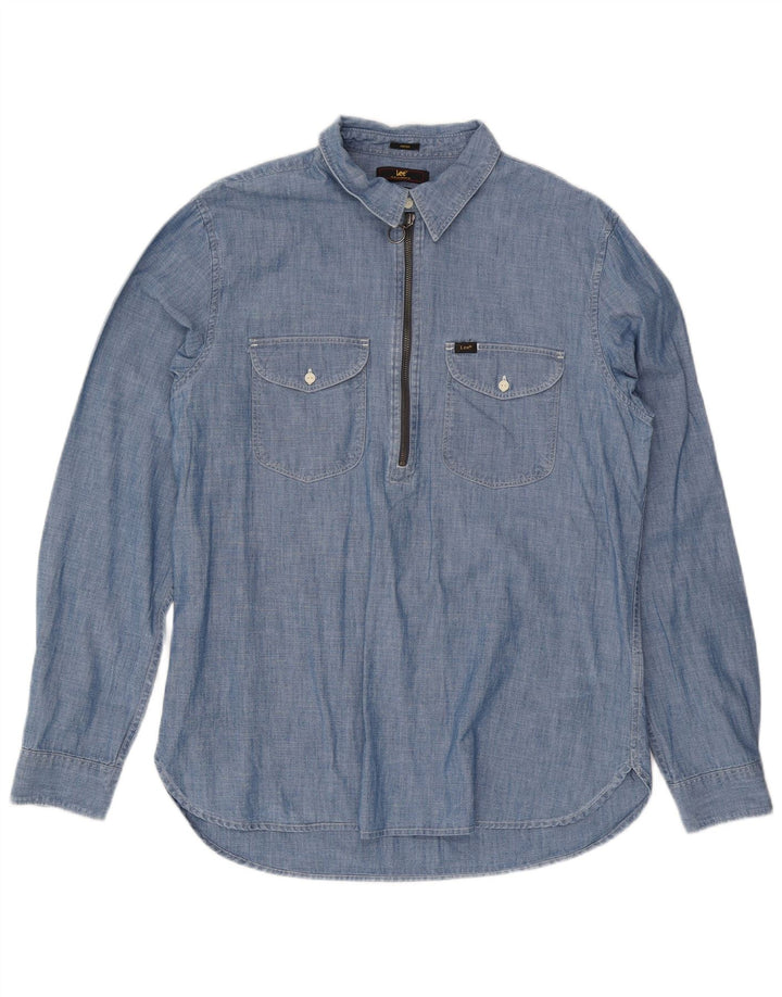 Lee Herren Indigo Regular Fit Pulloverhemd Mittelblau