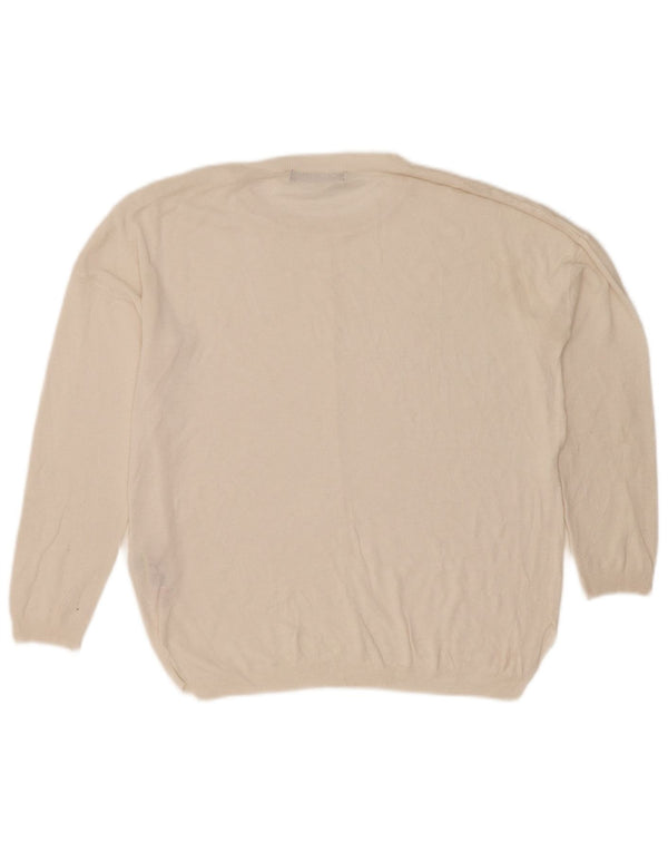 Marks & Spencer Damen-Pullover mit Rundhalsausschnitt, UK 14, mittelweiße Viskose