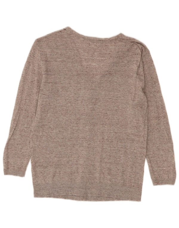 Fat Face Damen-Strickjacke mit 3/4-Ärmeln, UK 6, XS, beige gefleckte Baumwolle