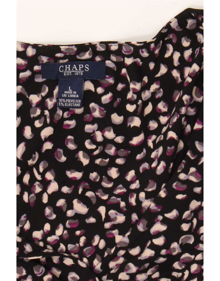 Chaps A-Linien-Kleid für Damen, Größe 44, groß, schwarz geflecktes Polyester