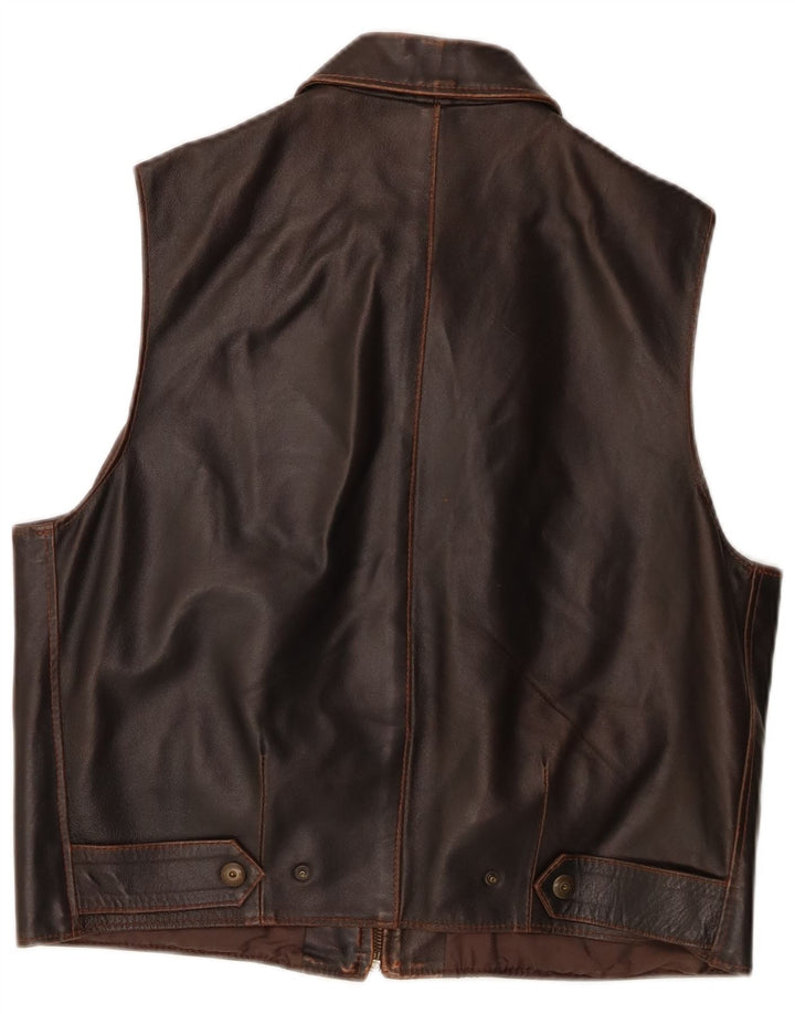 Vintage Herren Lederweste Mittelbraun