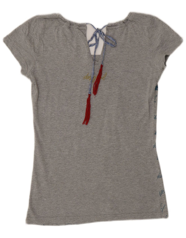 Desigual Damen Grafik-T-Shirt-Oberteil UK 6 XS Graues Herz