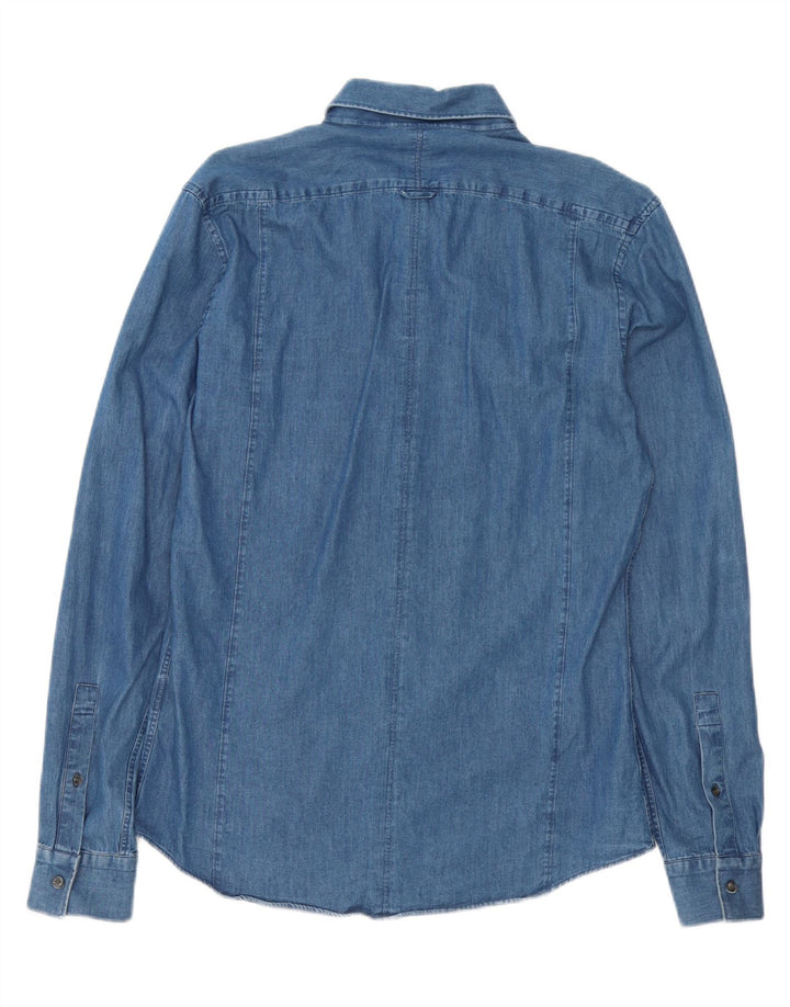 REISS Slim Fit Jeanshemd für Herren aus mittelblauer Baumwolle