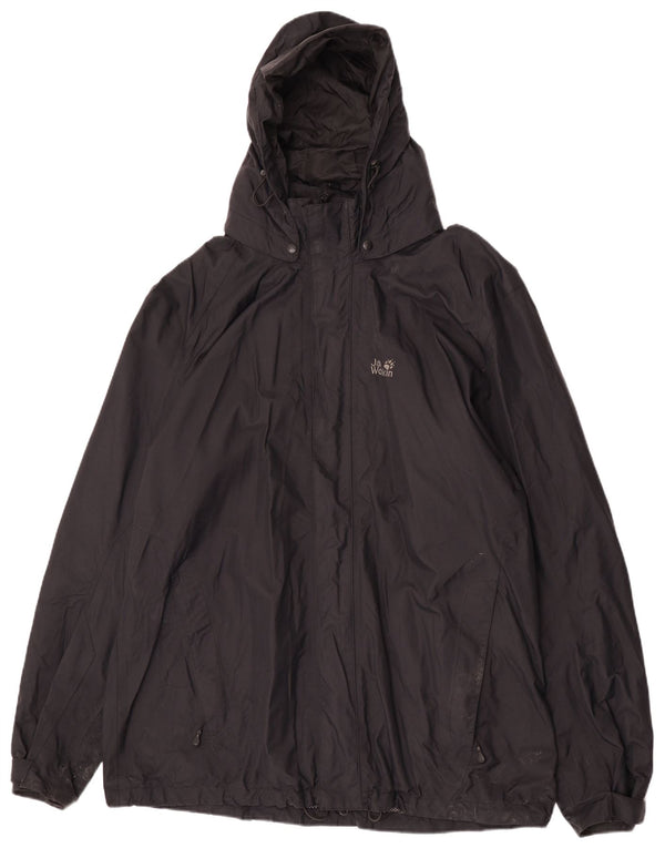 Jack Wolfskin Herren Regenjacke mit Kapuze UK 50 3XL Schwarz Polyamid
