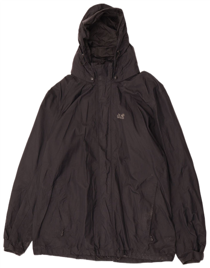 Jack Wolfskin Herren Regenjacke mit Kapuze UK 50 3XL Schwarz Polyamid