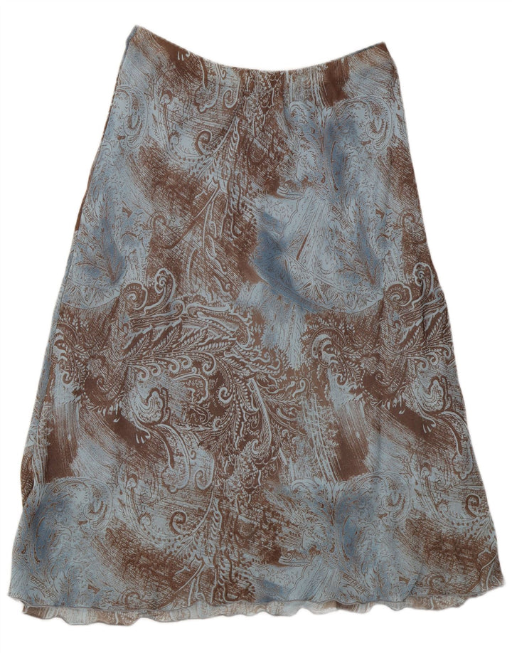 BERKERTEX Damen A-Linien-Rock UK 14 Medium W28 Blaue Paisley-Viskose