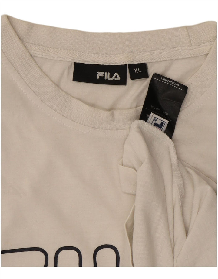 FILA Herren Grafik-T-Shirt-Oberteil XL aus weißer Baumwolle