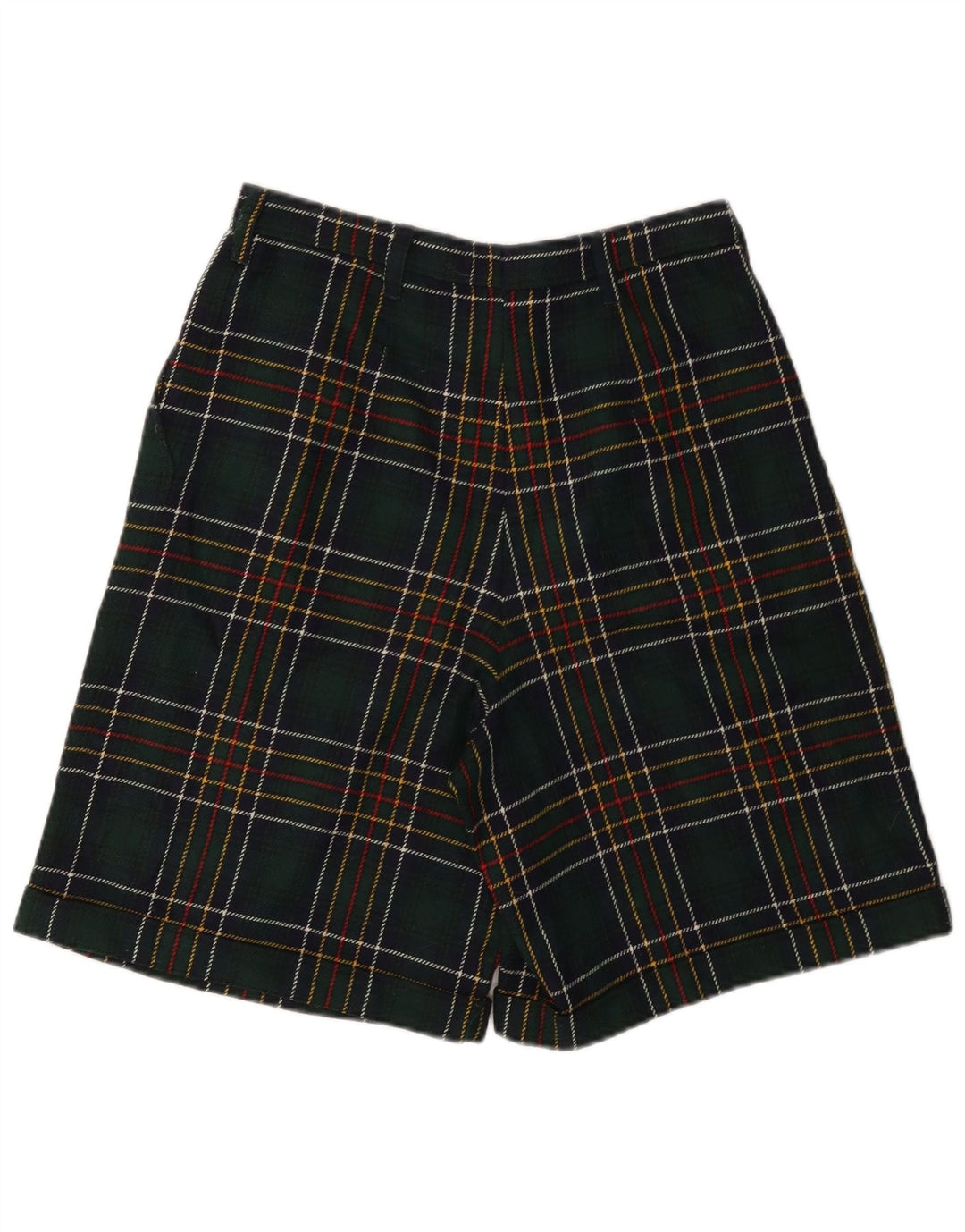 VINTAGE Lässige Damen-Shorts mit hoher Taille, W28, mittelgrün kariert