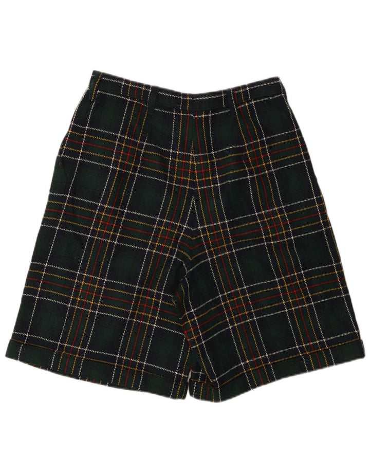 VINTAGE Lässige Damen-Shorts mit hoher Taille, W28, mittelgrün kariert