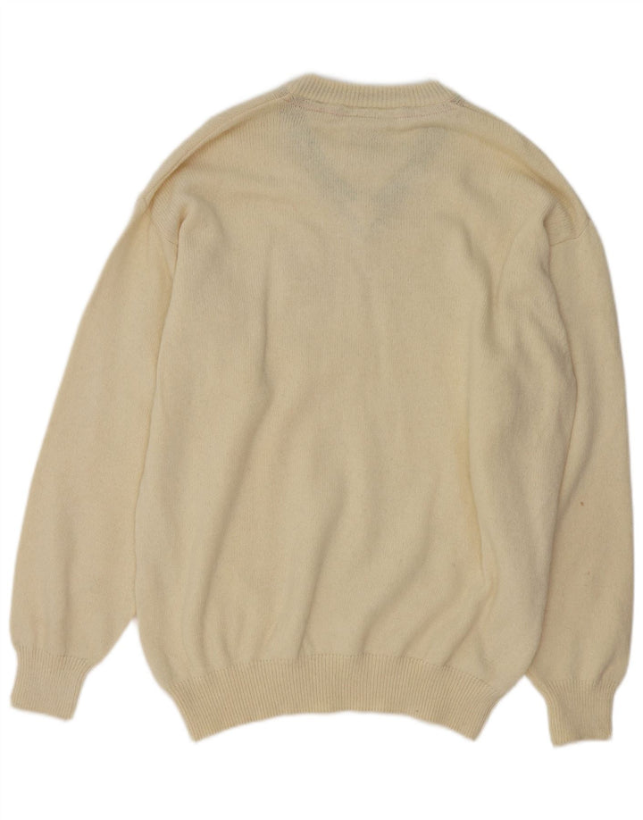 Murphy & Nye Herren-Sailwear-Pullover mit V-Ausschnitt, groß, cremefarbene Wolle