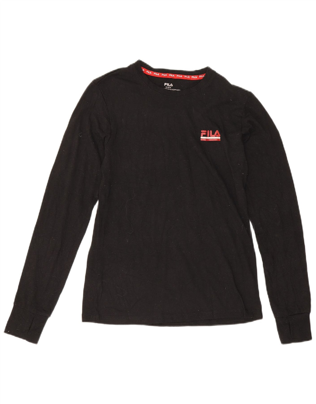 Fila Damen Top Langarm UK 12 Medium Schwarz Polyester