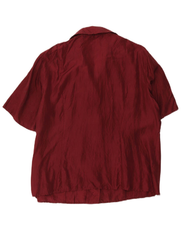 Marina Rinaldi Damen Kurzarm-Hemdbluse, Größe 19, klein, Burgunderrot