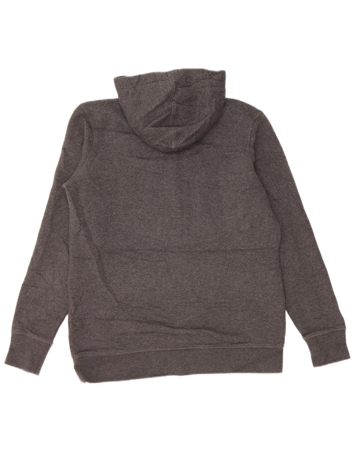 EDDIE BAUER Damen-Kapuzenpullover mit Knopfkragen, UK 14, mittelgraue Baumwolle