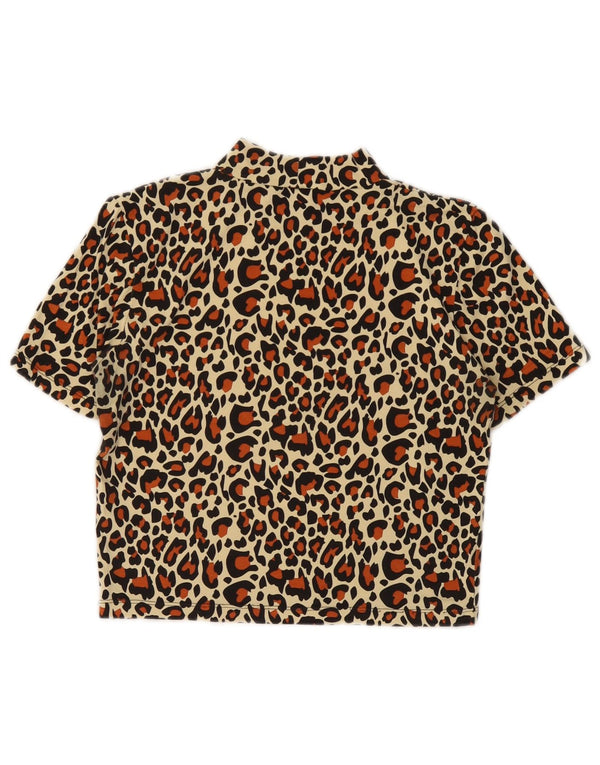 Fila Damen Crop Graphic T-Shirt Top UK 10 Small Black Animal Print